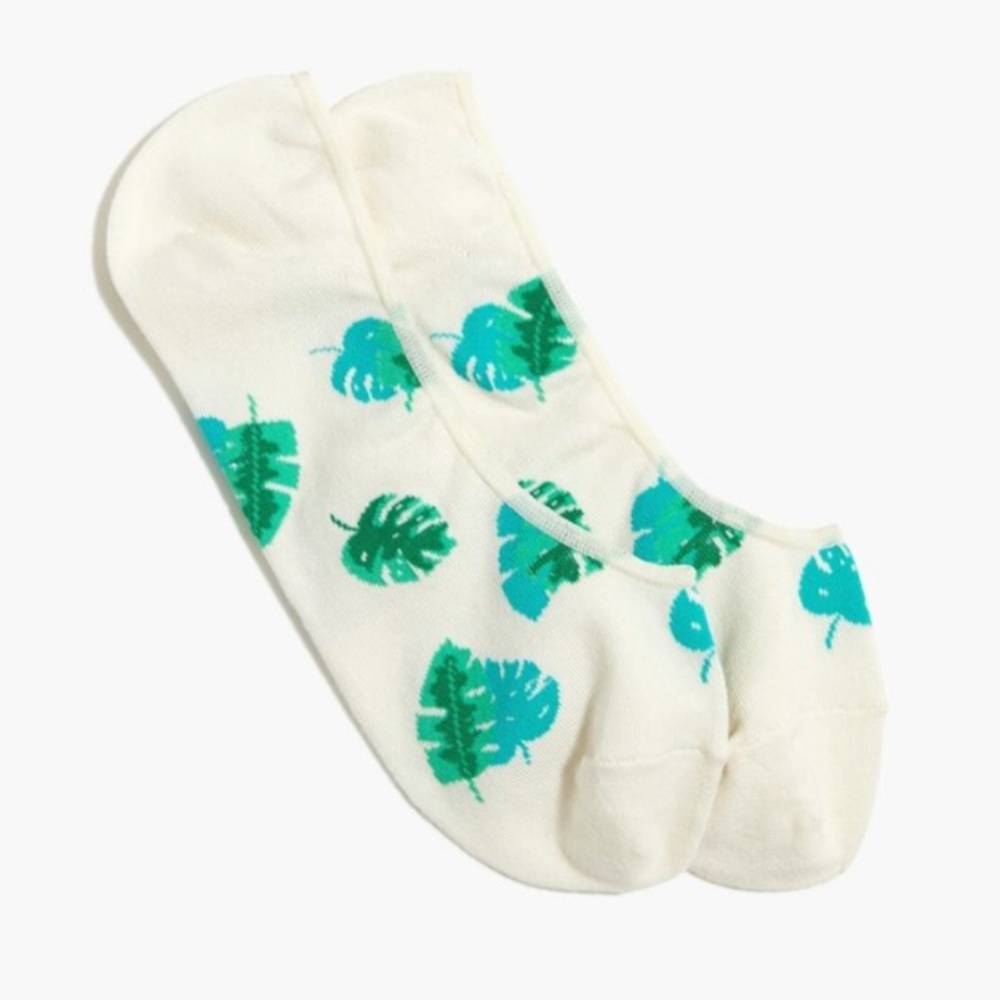 J. Crew Factory No-Show Palm Leave Socks NWT